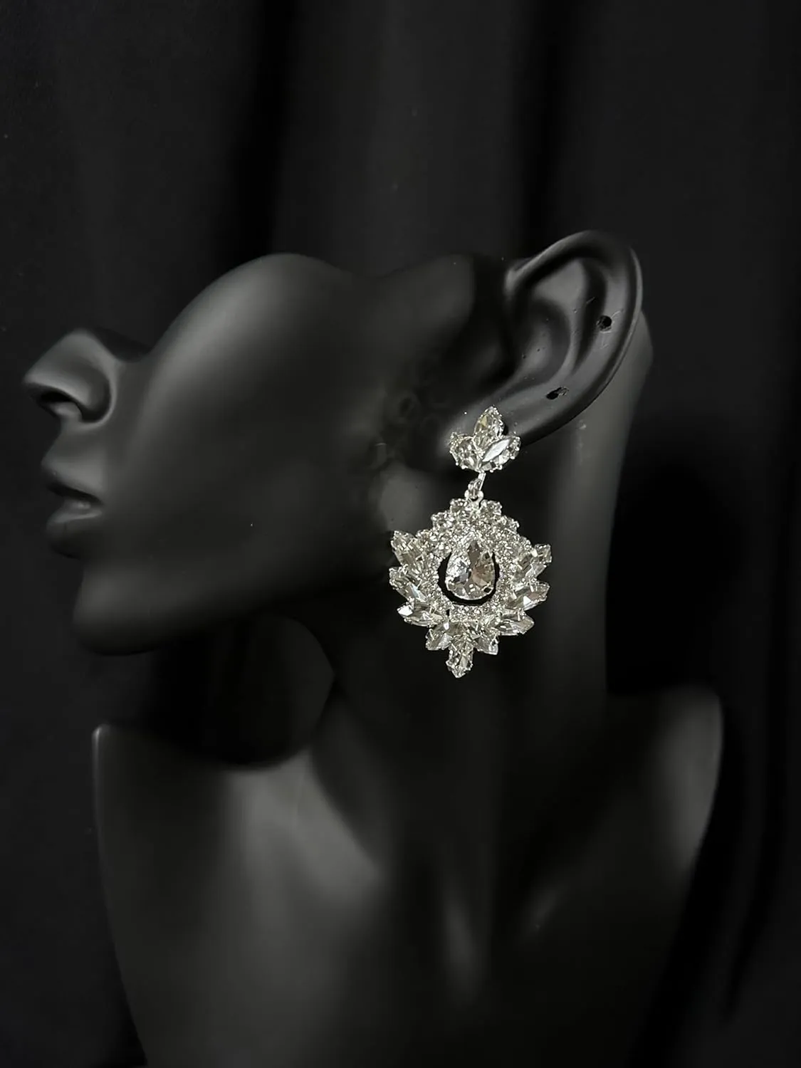 Elegant Crystal Drop Earrings for Brides and Bridesmaids - Silver Earrings with Push Back - Perfect for Weddings, Proms, and Special Occasions - 2.36" Length, 1.37" Width, Sparkling Jewelry
