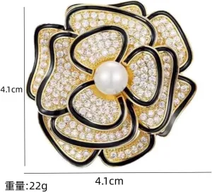 Elegant Floral Brooch Pins for Women, Crystal Pearl Rhinestone CZ Flower Lapel Pin Wedding Party Exquisite Brooches and Pins for Women Ladies