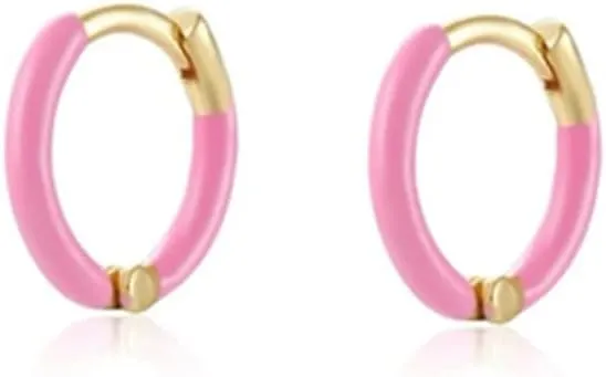Enamel Hoop Earrings 9mm Tiny Small 18k Gold Plated Silver Upper Ear Cartilage Helix Piercing 1.6mm Tube Hinged Huggie Hoop Earrings