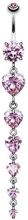 Enchanting Heart Cascade Gem Cubic Zirconia Navel Dangle Belly Button Ring