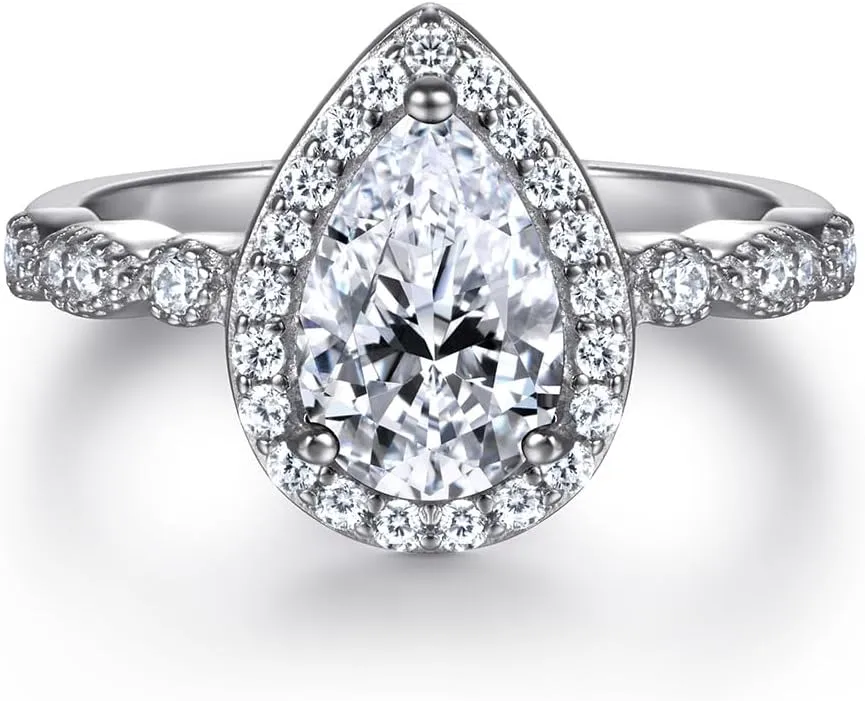 Engagement and Promise Ring  2CT, 925 Sterling Silver Rings for Women Non Tarnish, 14K White Gold Plated, Fashion Simple Rings Jewelry Jewelry for Women Gift