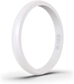 Enso Rings Halo Birthstone Silicone Ring  Minimalist Stackable Wedding Engagement Band   2.54mm Wide, 1.5mm Thick