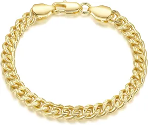 ERIN MARIE 14K Gold Bracelet Cuban Link Chain Bracelets for Women Men Sturdy Stack Womens Mens Bracelets With Gifts Box 6.5'' 7'' 7.5'' 8'' 9''