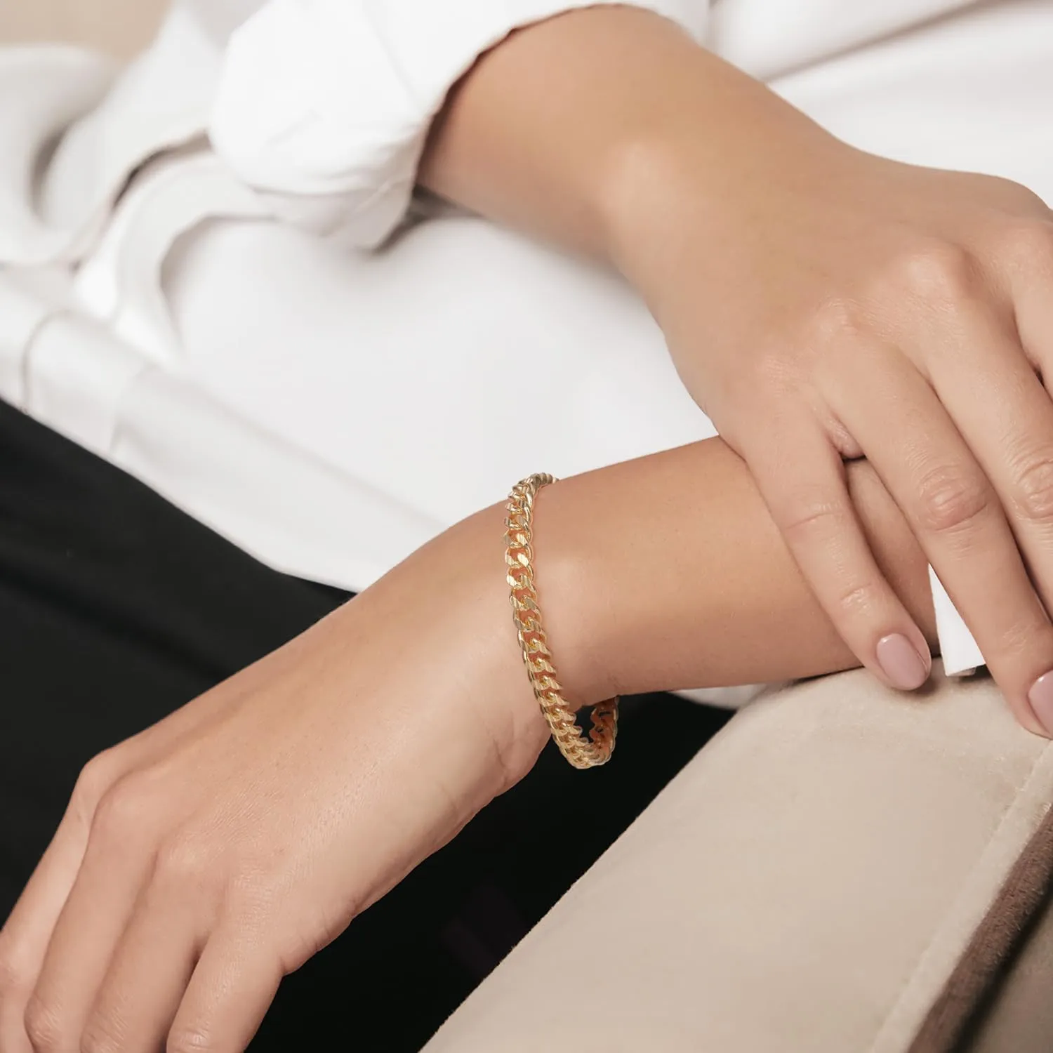 ERIN MARIE 14K Gold Bracelet Cuban Link Chain Bracelets for Women Men Sturdy Stack Womens Mens Bracelets With Gifts Box 6.5'' 7'' 7.5'' 8'' 9''