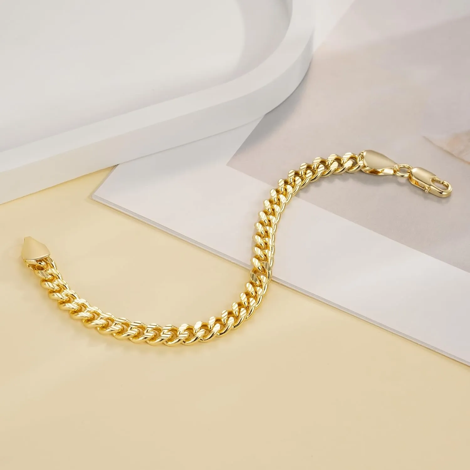 ERIN MARIE 14K Gold Bracelet Cuban Link Chain Bracelets for Women Men Sturdy Stack Womens Mens Bracelets With Gifts Box 6.5'' 7'' 7.5'' 8'' 9''