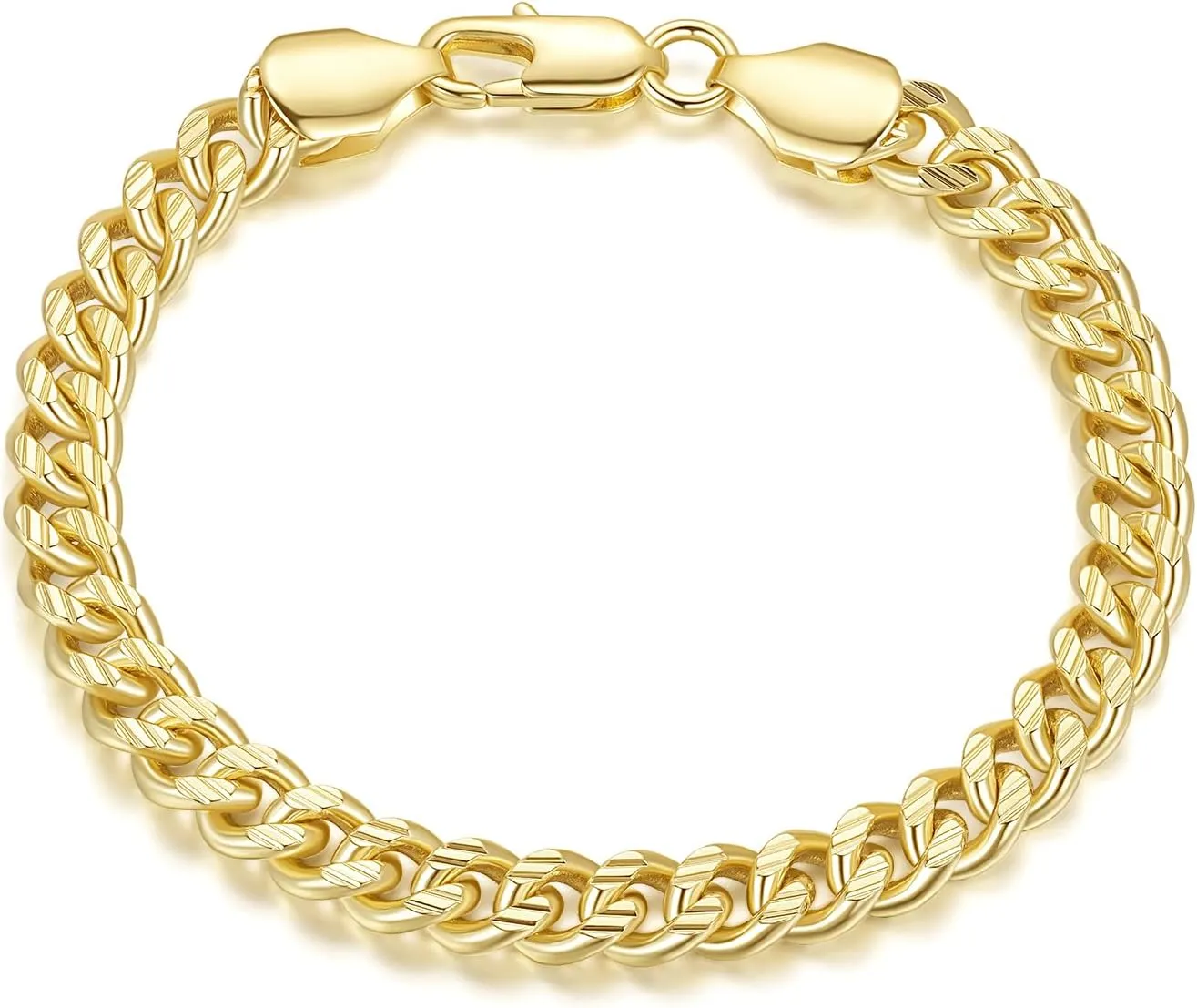 ERIN MARIE 14K Gold Bracelet Cuban Link Chain Bracelets for Women Men Sturdy Stack Womens Mens Bracelets With Gifts Box 6.5'' 7'' 7.5'' 8'' 9''