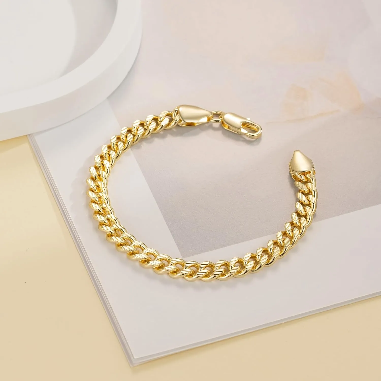 ERIN MARIE 14K Gold Bracelet Cuban Link Chain Bracelets for Women Men Sturdy Stack Womens Mens Bracelets With Gifts Box 6.5'' 7'' 7.5'' 8'' 9''
