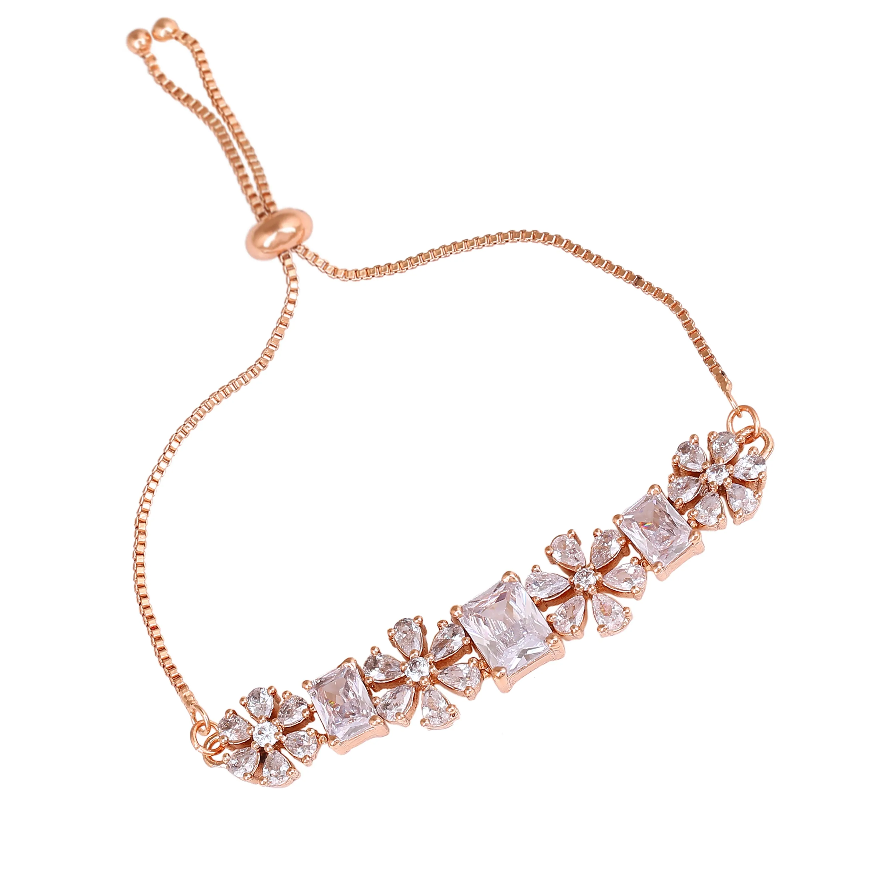 Estele Rose Gold Plated CZ Fascinating Designer Bracelet for Women