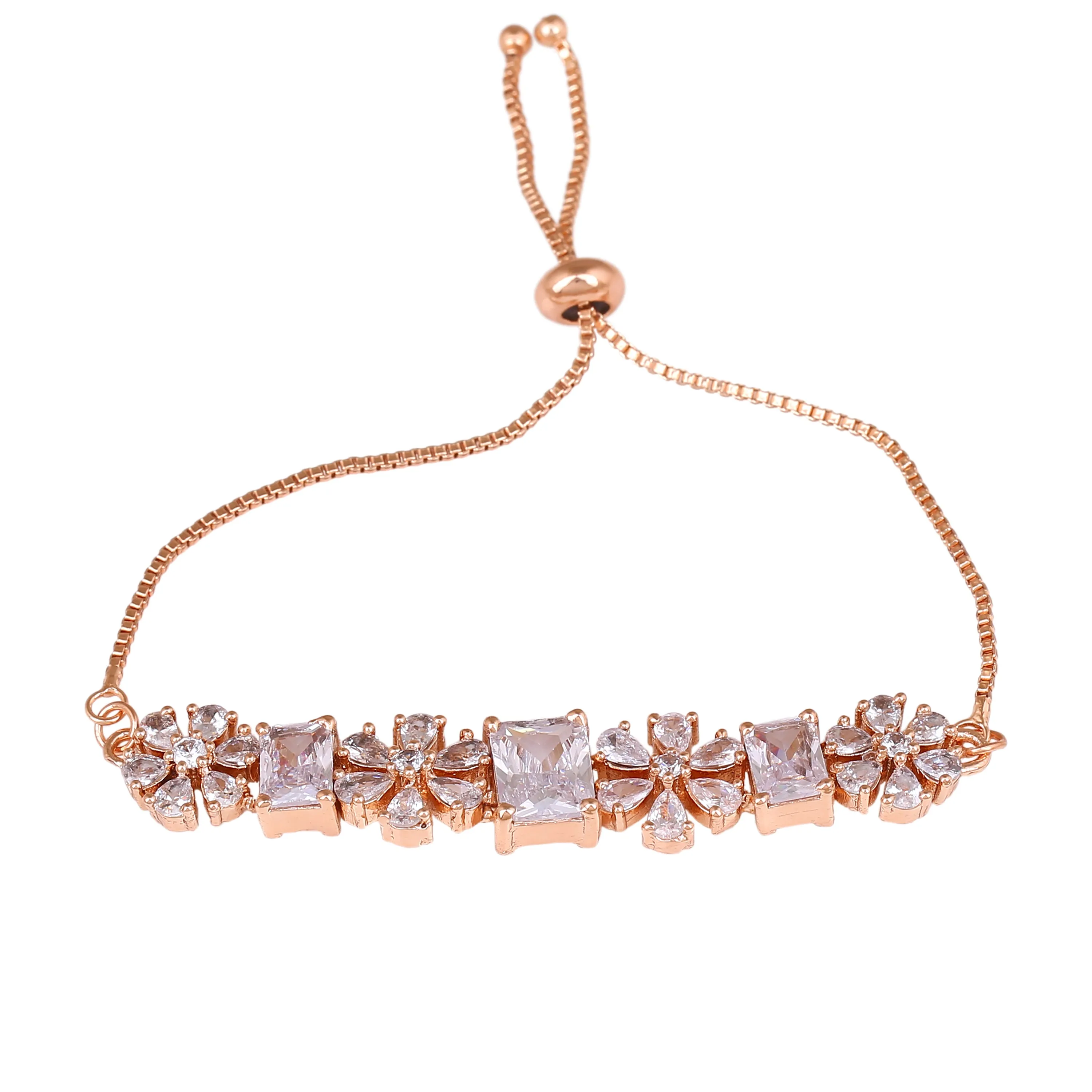 Estele Rose Gold Plated CZ Fascinating Designer Bracelet for Women