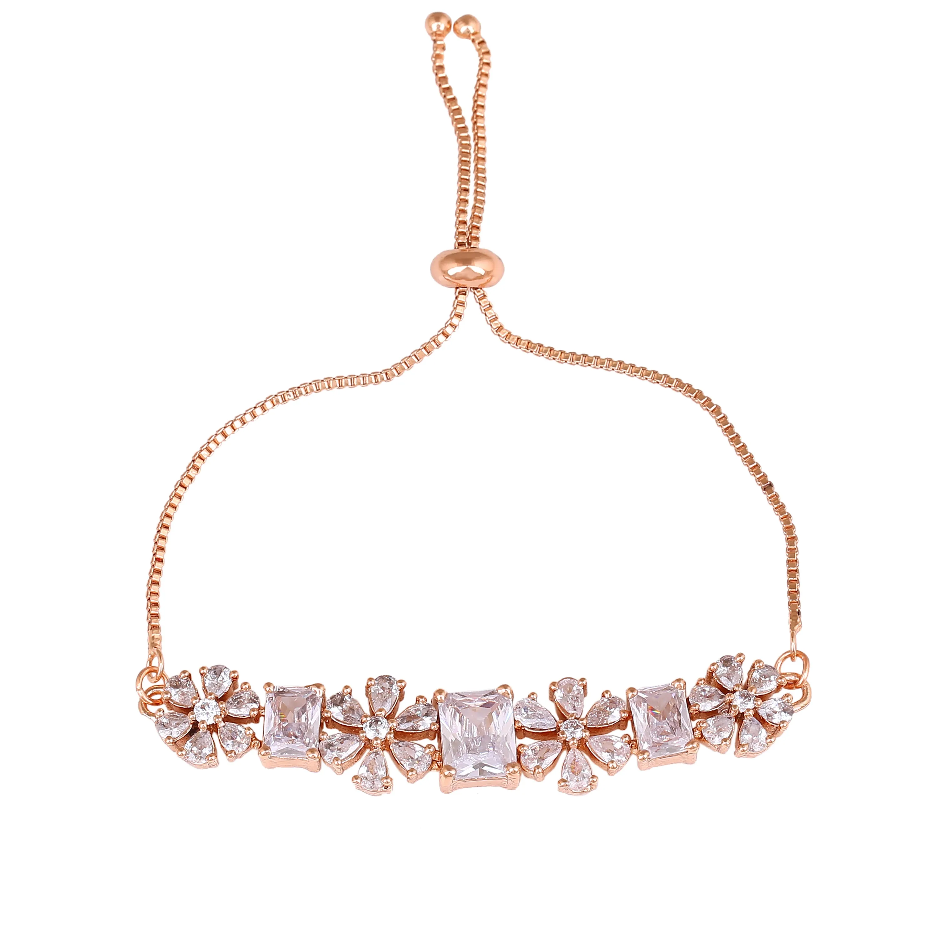 Estele Rose Gold Plated CZ Fascinating Designer Bracelet for Women