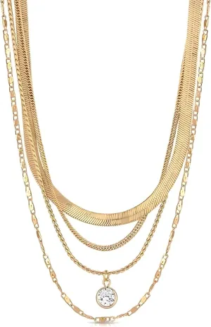Ettika Gold Necklace for Women. All the Chains Layered Necklace. 18k Gold Plated Necklace. Birthday Gifts For Women