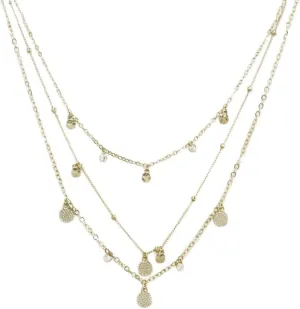 Ettika Layered Chain Necklaces for Women. 18k Gold Plated or Rhodium Cubic Zirconia Detailed Triple Layer Necklace. Fashion Jewelry