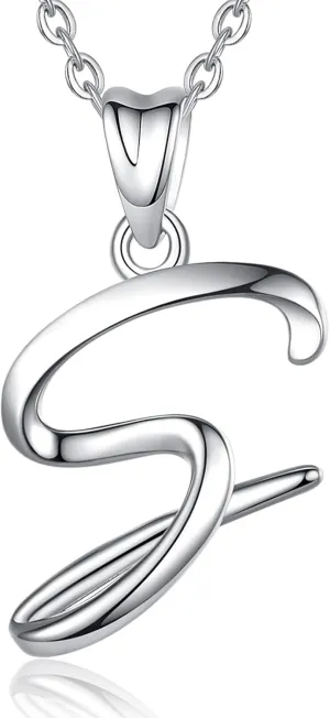 EUDORA Sterling Silver Initial Necklaces for Women, Classic 26 Letter Neckless Gifts for Girls, Sister, Mother Daughter, 18 inch Chain