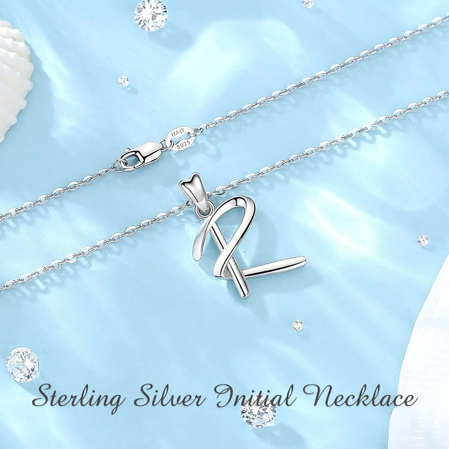 EUDORA Sterling Silver Initial Necklaces for Women, Classic 26 Letter Neckless Gifts for Girls, Sister, Mother Daughter, 18 inch Chain