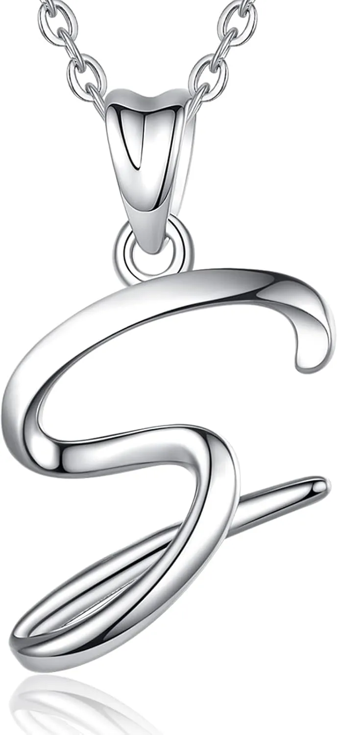 EUDORA Sterling Silver Initial Necklaces for Women, Classic 26 Letter Neckless Gifts for Girls, Sister, Mother Daughter, 18 inch Chain