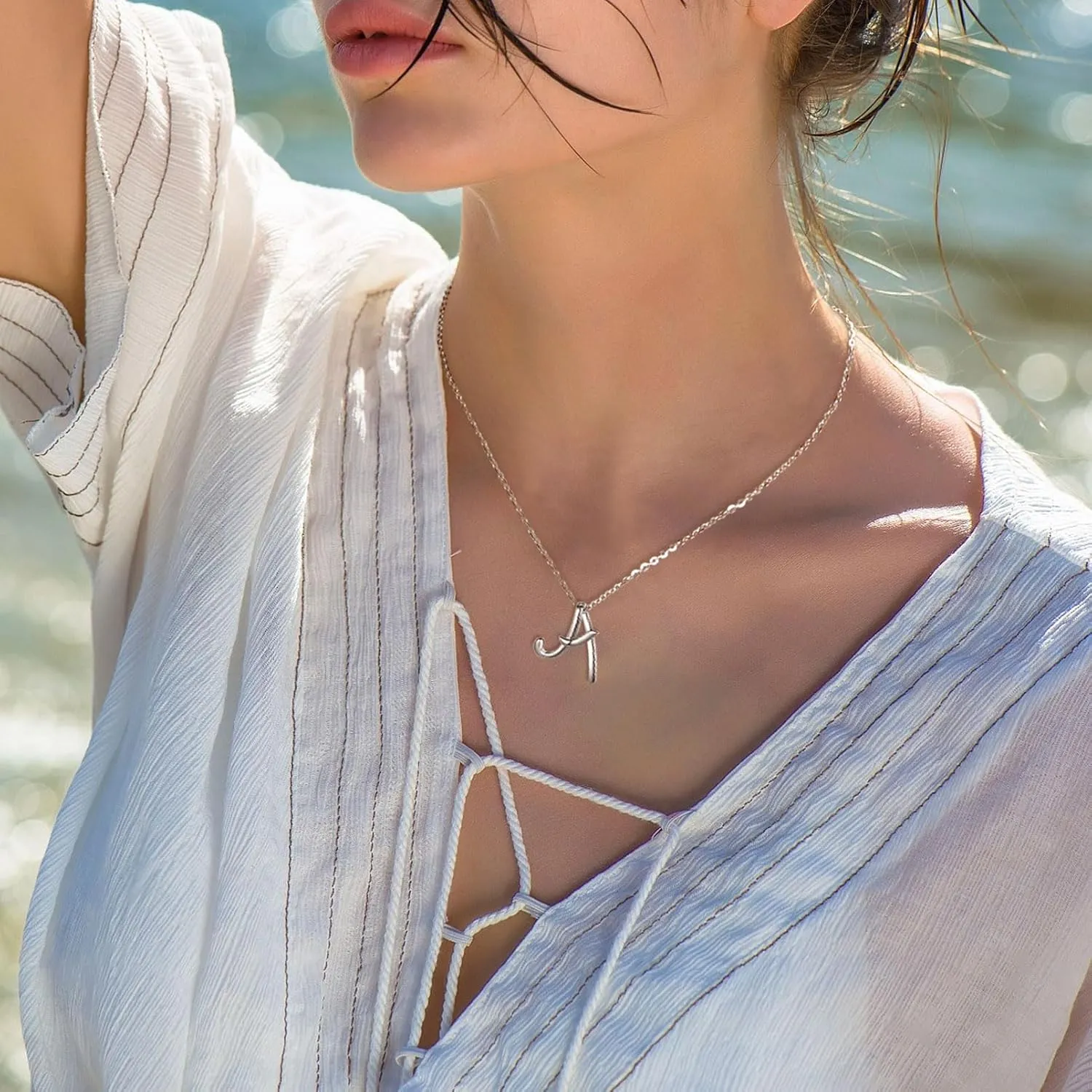 EUDORA Sterling Silver Initial Necklaces for Women, Classic 26 Letter Neckless Gifts for Girls, Sister, Mother Daughter, 18 inch Chain
