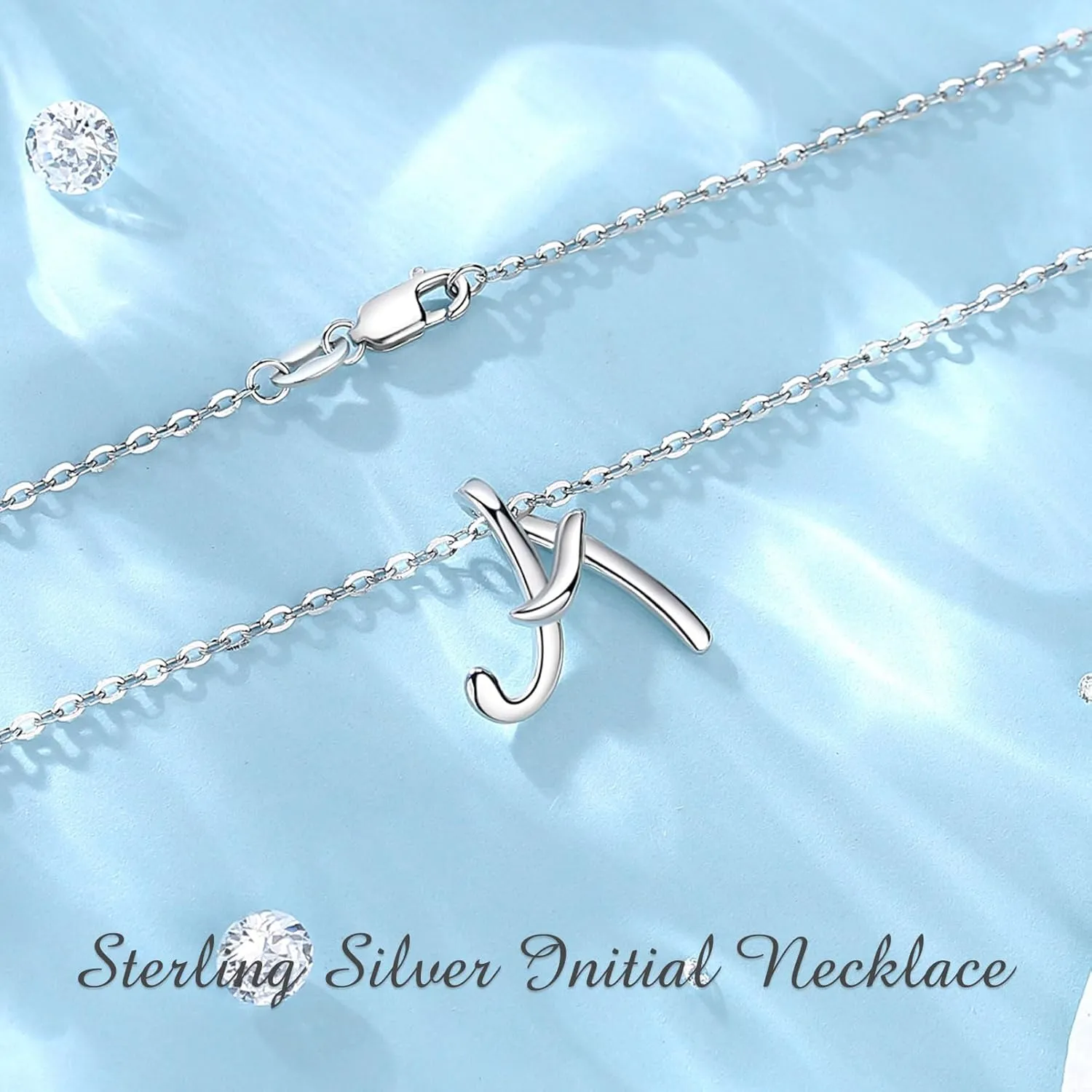 EUDORA Sterling Silver Initial Necklaces for Women, Classic 26 Letter Neckless Gifts for Girls, Sister, Mother Daughter, 18 inch Chain