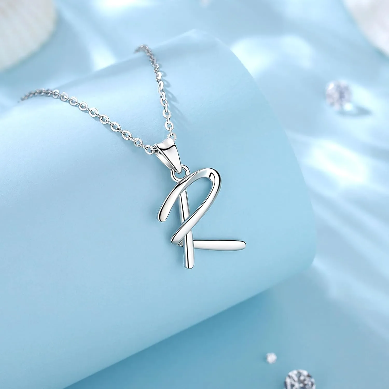 EUDORA Sterling Silver Initial Necklaces for Women, Classic 26 Letter Neckless Gifts for Girls, Sister, Mother Daughter, 18 inch Chain