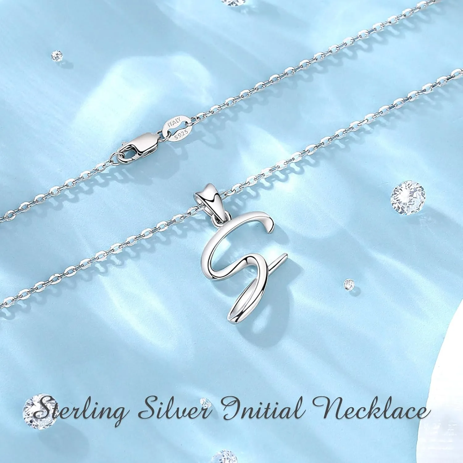 EUDORA Sterling Silver Initial Necklaces for Women, Classic 26 Letter Neckless Gifts for Girls, Sister, Mother Daughter, 18 inch Chain