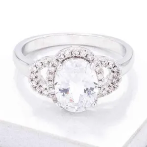 Exquisite Clear Oval Pave Engagment Ring