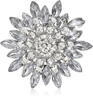 Exquisite Crystal Flower Corsage Women's Wedding Corsage Bouquet Brooch Pin Clear Crystal Brooch Rhinestone Floral Lapel Pins Clip Badges Brooches Pins for Women