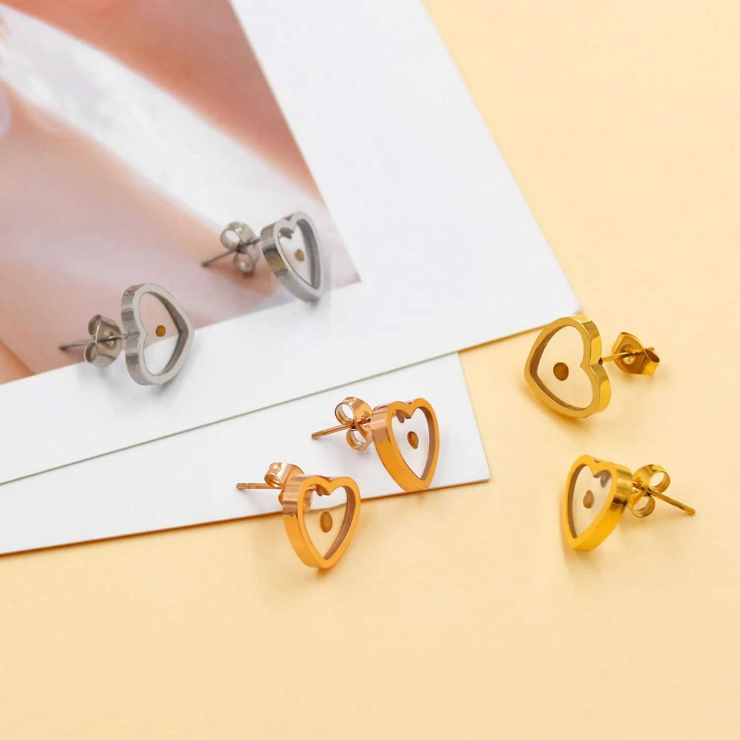 Exquisite Faith Earrings Real Mustard Seed Stud Earring - Women's Triangle Mountain/Four Clover/Heart/Heart Mountain Three Style Stainless Steel Studs Earring Gifts Suitable for Her