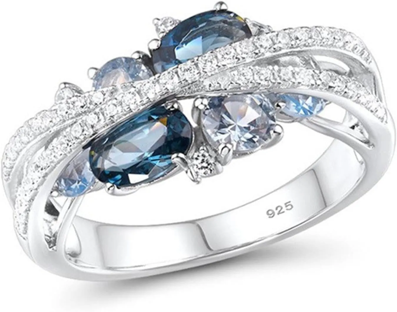 Exquisite Ring Freshing Style Ladies Couple Love Rings,Women Ring X Shape Cubic Zirconia Jewelry Vintage Bright Luster Ring for Daily Wear Silver US 10