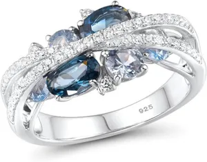 Exquisite Ring Freshing Style Ladies Couple Love Rings,Women Ring X Shape Cubic Zirconia Jewelry Vintage Bright Luster Ring for Daily Wear Silver US 10