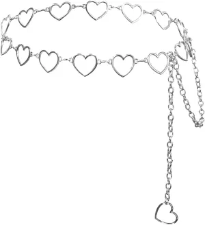 Eyraevor Women Waist Chain Belt Gold Silver Chain Belt Body Chains Jewelry for Dress Y2K Heart Chain