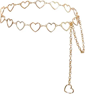 Eyraevor Women Waist Chain Belt Gold Silver Chain Belt Body Chains Jewelry for Dress Y2K Heart Chain