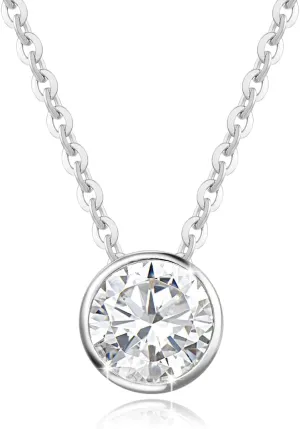 FANCIME 14k Solid Gold 1 Carat 6.5mm Moissanite Classic Bezel Set Solitaire Gemstone Pendant Necklace for Women Girls, Gold Chain 16   2 inch Extender