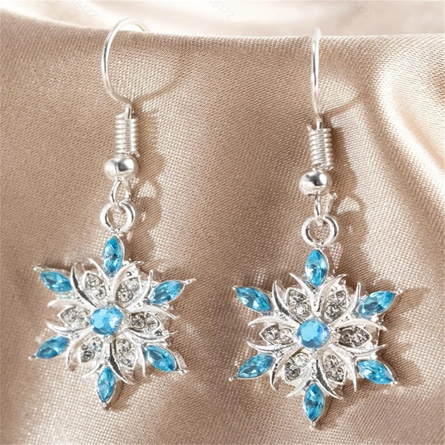 Fashion Crystal Snowflake Dangle Drop Earrings - Sparkling Handmade Colorful Rhinestone Snowflake Flower Earrings for Women - Chrismas Holiday Party Jewelry Gifts