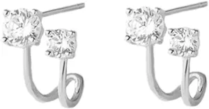 Fashion Cubic Zirconia Wrap Stud Earrings 925 Sterling Silver for Women Teen Girls Crystal Cartilage Clip Ear Cuffs Hypoallergenic Pierced Earring Sparkling Jewelry
