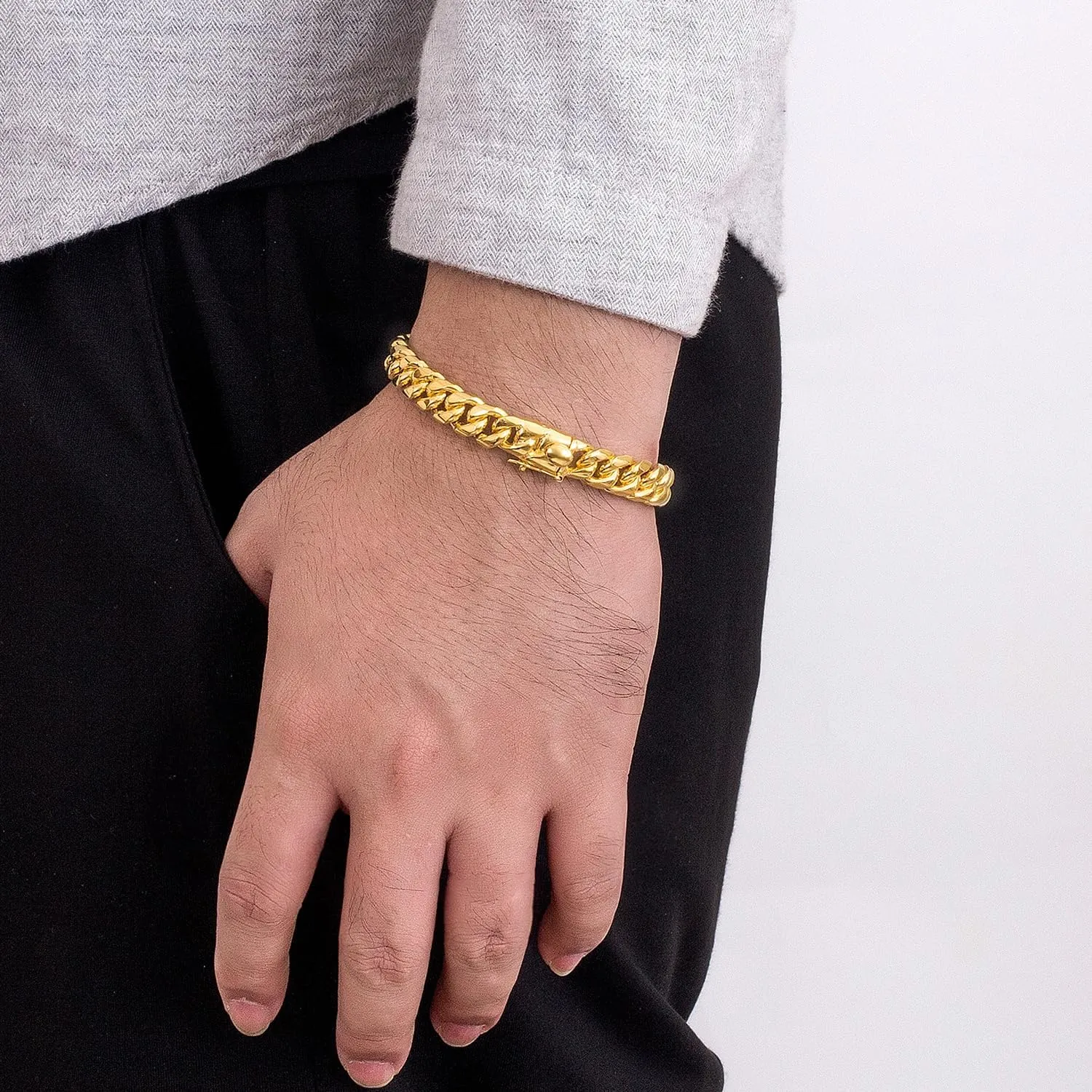 Fashion Men 925 Sterling Silver Bracelet-Original Silver Classic 10MM Cuban Chain 7 "7.5" 8 "8.5" 9 "9.5" 10" Fine Jewelry Gift