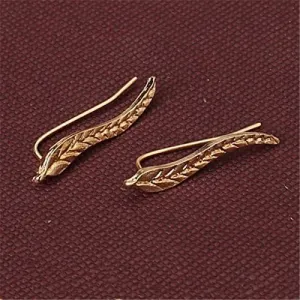 Fashion Personality Metal Leaf Brincos Simple Ear Sweep Wrap Silver Gold Ear Climber Leafs Ear Clip Cuffs Earrings For Women^Gold