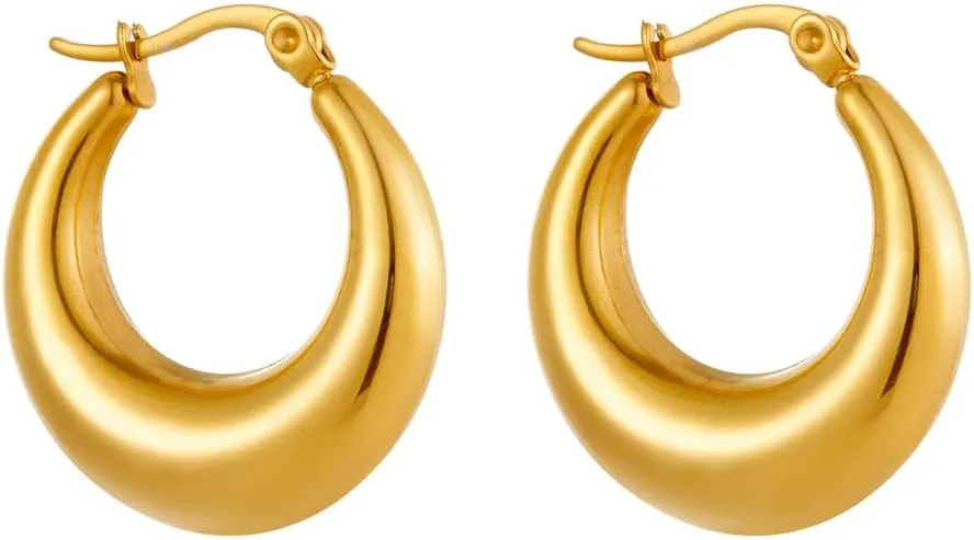 Fashionable Gold Hoop Earrings for Women - Hypoallergenic Hoop earrings Trendy Gold Earrings for women Perfect Gold Hoops Earrings Birthday Gift Idea