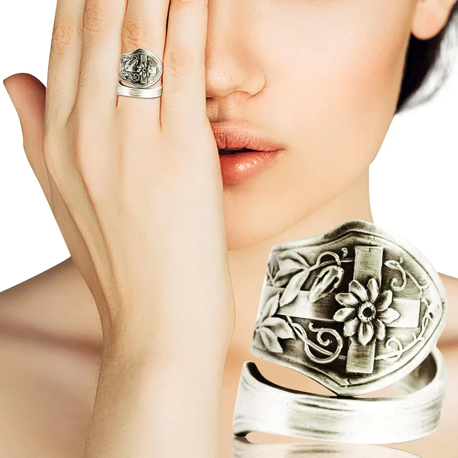 Febecool Floral Vintage Vintage Boho Promise Ring Jewelry Birthday Gifts for Women