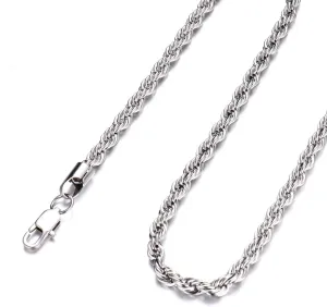 FEEL STYLE Stainless Steel Chain 925 Silver Rope Chains 3-5mm Twist Rope Necklace 14-30 Inch