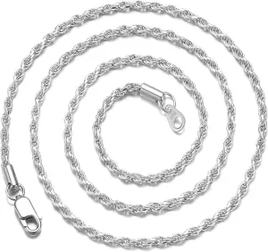 FEEL STYLE Stainless Steel Chain 925 Silver Rope Chains 3-5mm Twist Rope Necklace 14-30 Inch