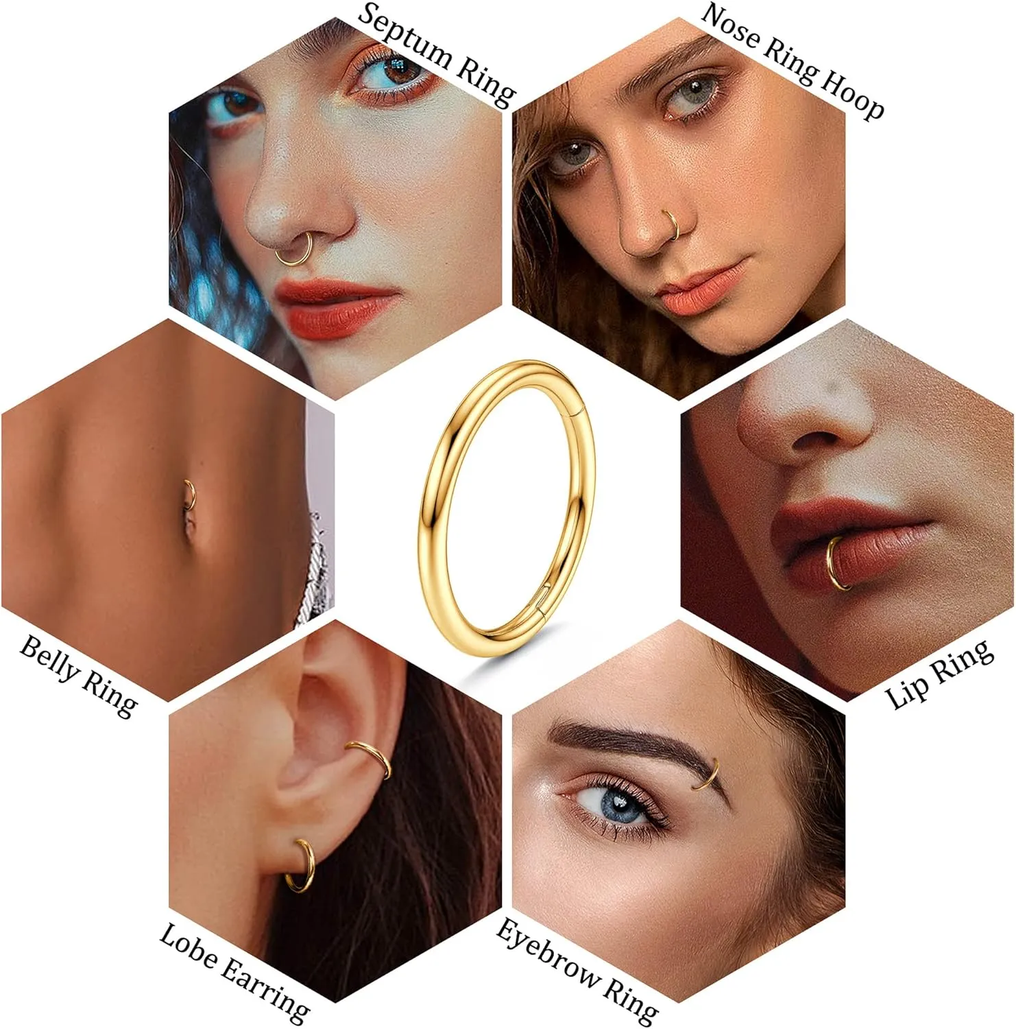 FIBO STEEL 5 PCS     Stainless Steel Navel Rings for Women   Double     Belly Button Rings Belly Piercing Jewelry Navel Rings   