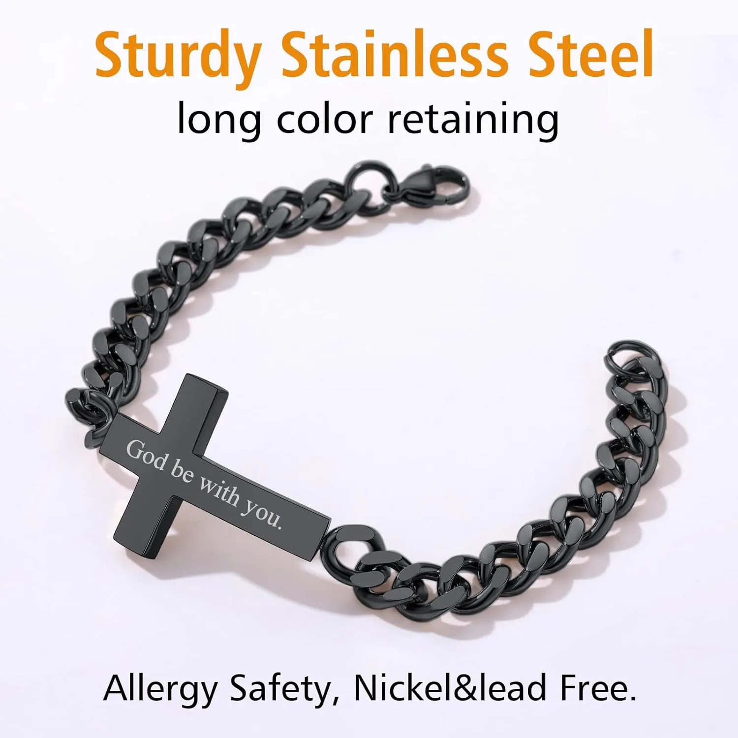 FindChic Customized Name Bar ID Bracelets for Men Women 18K Gold Plated/Stainless Steel/Black 7MM/10MM/15MM Width 7.5'' 8.3'' Bangles, with Jewelry Box
