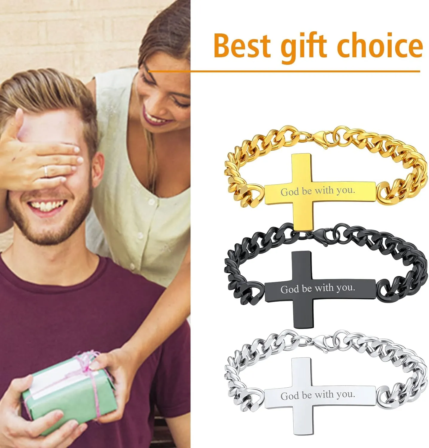 FindChic Customized Name Bar ID Bracelets for Men Women 18K Gold Plated/Stainless Steel/Black 7MM/10MM/15MM Width 7.5'' 8.3'' Bangles, with Jewelry Box