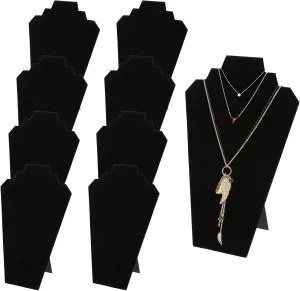 Foraineam 9 Pack Necklace Display 12.5 Inches Black Velvet Jewelry Easel Display Holder Pendants Chains Showcase Organizer Stand