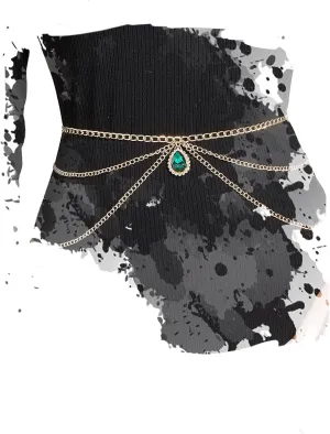 Formery Glitter Crystal Waist Body Chains Gold Multilayered Rhinestone Belly Belt Chain Jewelry Party Night Club Accessories for Women