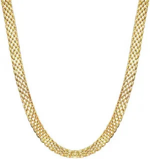French Collar Necklace Gold Wide Flat Chain Titanium Steel Plated 18K Gold Necklace INS Minimalist and Sweet Cool Style White Rose Red Green Zircon Woven Choker Chain