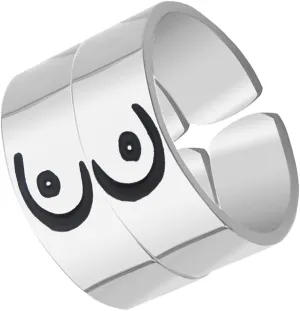 Friendship Gift Best Friend Boobs Stacking Ring Set of 2 Stainless Steel Adjustable Rings for Sisters Bestie BFF