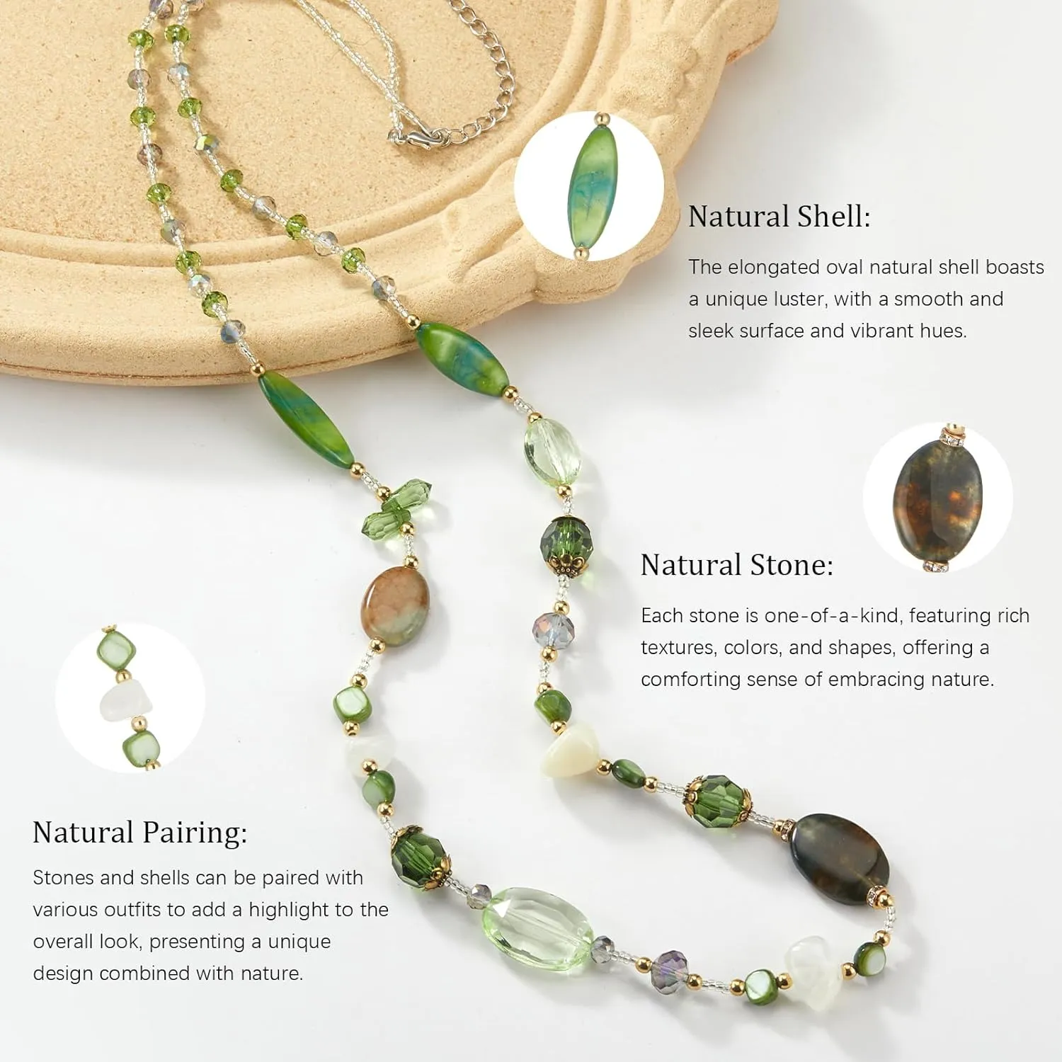 FULU AUTUMN Long Necklaces for Women Trendy Long Chunky Beaded Necklace Boho Fashion Costume Jewelry Mothers Day Gifts for Her