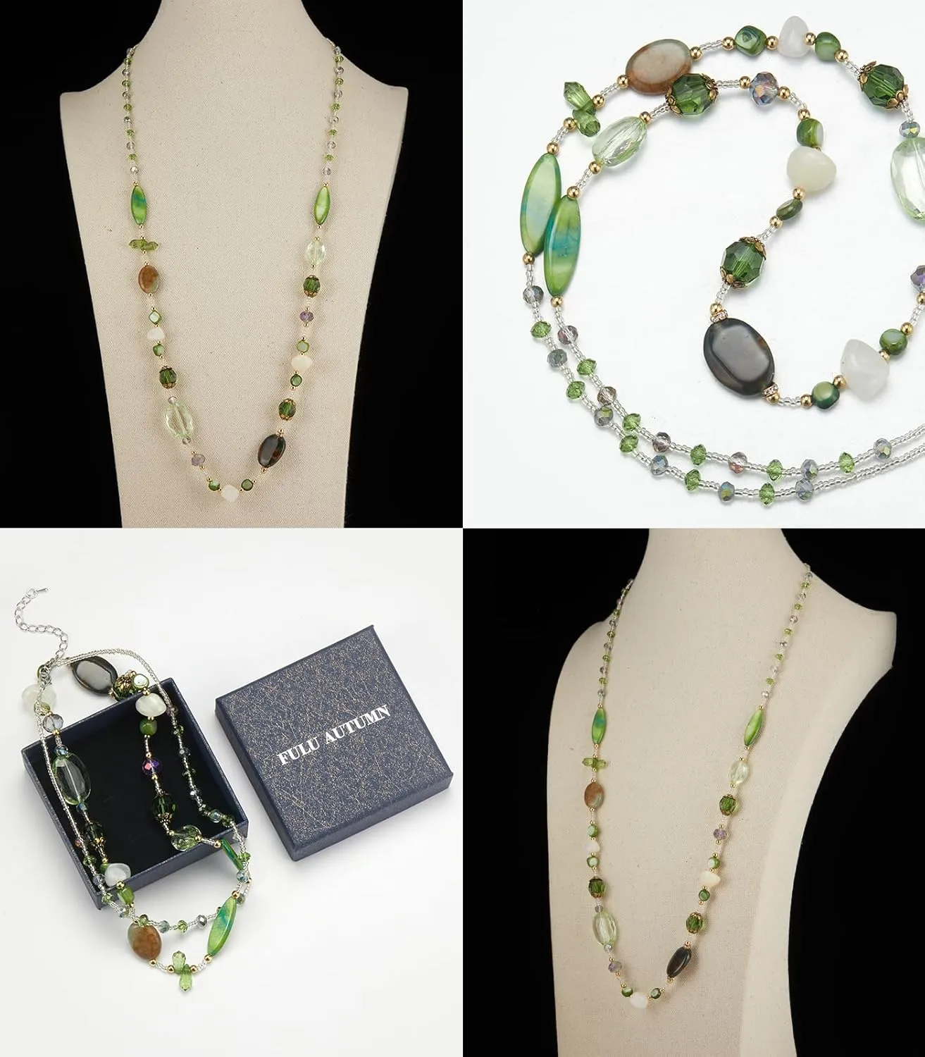 FULU AUTUMN Long Necklaces for Women Trendy Long Chunky Beaded Necklace Boho Fashion Costume Jewelry Mothers Day Gifts for Her
