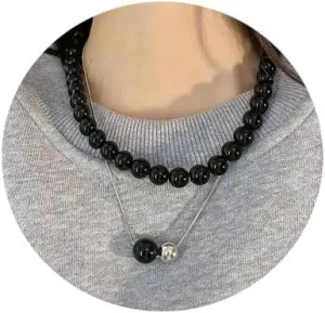 FUTIMELY Vintage Black Crystal Beaded Necklace,Bohemian Layered Bead Choker Necklace for Women Trendy,Simple Classic Hand Bead Necklace Jewelry for Women