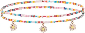 FUTIMELY Waist Bead Chains for Women Girls,Colorful Elastic Seed Beads Belly Body Chain with Butterfly Daisy Evil Eyes Pendent Beach African Jewelry